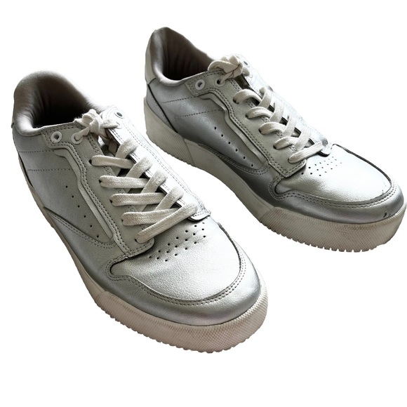 ZARA Silver Metallic Lace Up Sneakers Trainers Size 40/9 Trendy Stylish - Picture 6 of 7